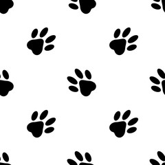Fototapeta premium seamless pattern. cat's feet, footprints on white background. vector illustration.