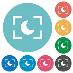 Camera night mode flat round icons