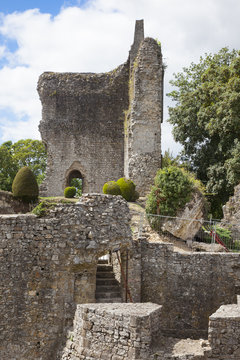 07-10-2018 Domfront France. Ruins of old medieval castle in Domfront France.