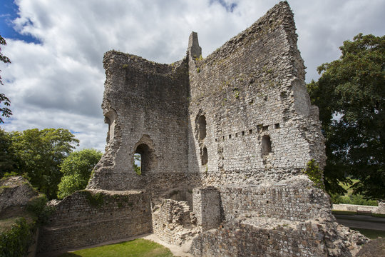 07-10-2018 Domfront France. Ruins of old medieval castle in Domfront France.
