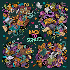 Vector set of Back to school combinations of objects and elements