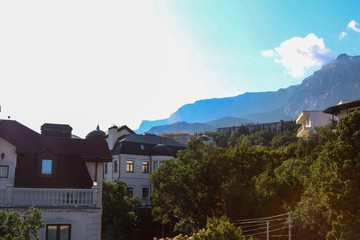 Mountains and town