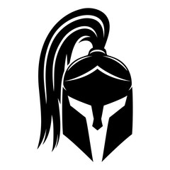 Sign of black spartan helmet on white background.