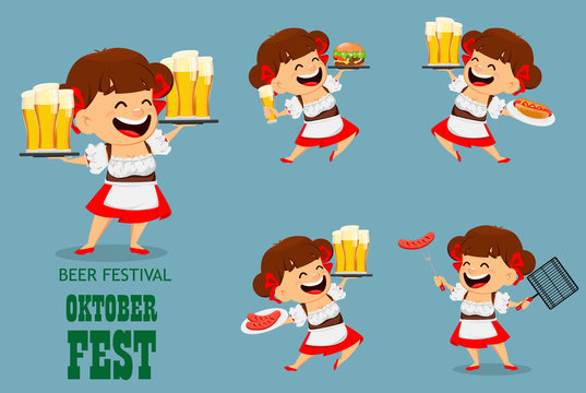 Oktoberfest, beer festival. Funny woman