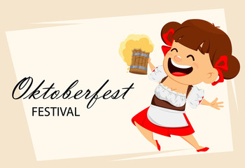 Oktoberfest, beer festival. Funny woman