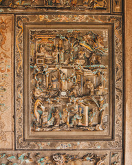 Chinese carved wall in a temple