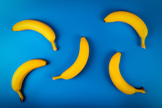bananas on blue background