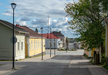 Main street of Raahe town in summer time