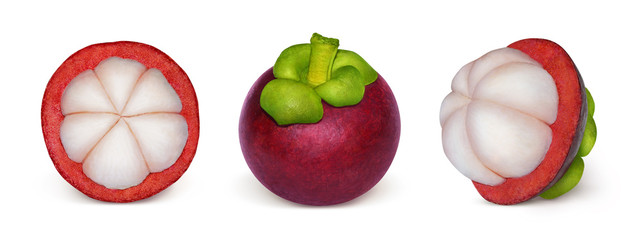 Mangosteen fruit. Set on white background