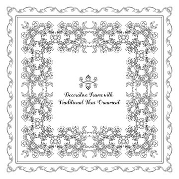 Set of frames with decorative elements of traditional Thai ornam