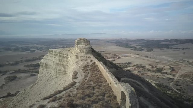 Drone Dolly out Castillo de sora