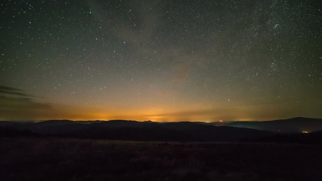 Starry night sky with stars and clouds Time lapse background