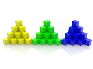 Abstract pyramids from toy color blocks
