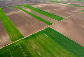Aerial view of agricultural fields at spring © anderm