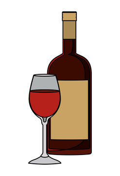 wine cup and bottle icon vector illustration design