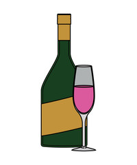 wine cup and bottle icon vector illustration design