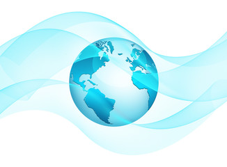 Best Internet Concept of global business. Globe, glowing lines on technological background. Wi-Fi, rays, symbols Internet, 3D illustration