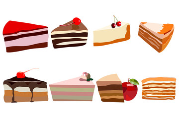 Set of pieces for a cake, eight pieces