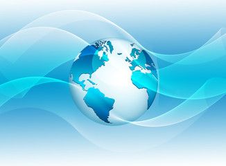 Best Internet Concept of global business. Globe, glowing lines on technological background. Wi-Fi, rays, symbols Internet, 3D illustration