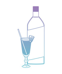 cup cocktail drink with bottle vector illustration design