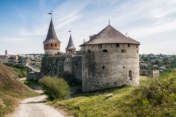 Fototapeta na wymiar Old castle view of Kamenec-Podolskiy city, Ukraine