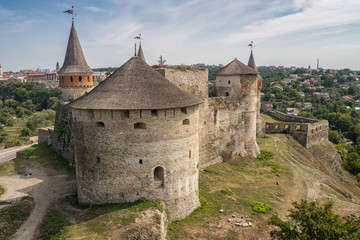 Fototapeta na wymiar Old castle view of Kamenec-Podolskiy city, Ukraine