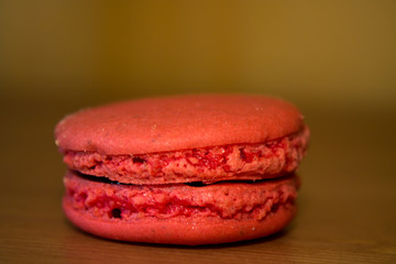 French pink macaron . Colorful food