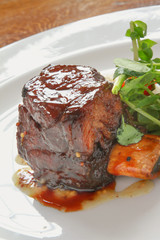 plated beef rib meal