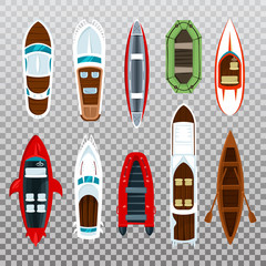 Obraz premium Fisherman boats and wooden sailboat with paddles