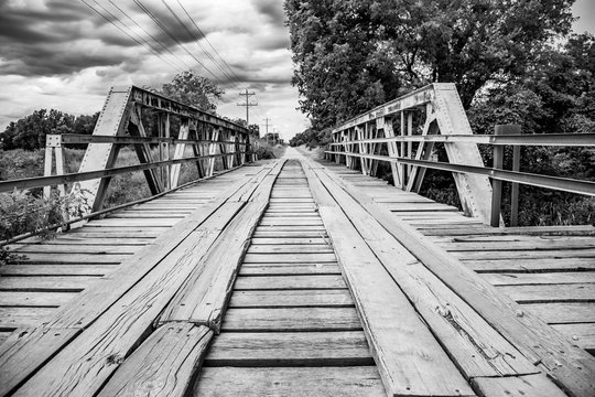 Rural America old wooden bridge