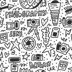 Photo doodle seamless pattern
