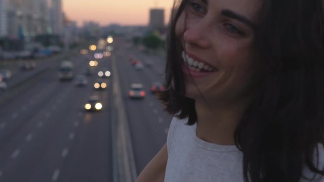 young dysfunctional teenage girl walking along the track. HD slowmotion