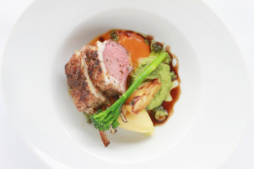 plated lamb main meal