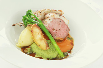 plated lamb main meal