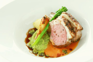 plated lamb main meal