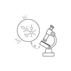 structure molecular with microscope vector illustration design