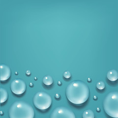 Drops of water border with place for your text. 3d realistic vector illustration. Realism style. Macro