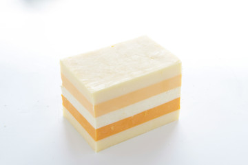 cheese portion isolated on white background