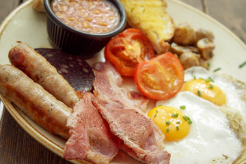 traditional cooked full English breakfast