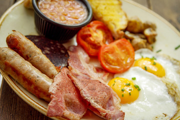 traditional cooked full English breakfast