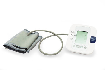 Blood pressure meter with blank screen Isolated on white.