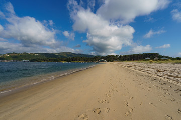 The river Minya beach at the sunny day