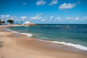Fototapeta na wymiar Salvador Bahia - Porto da Barra beach in summer day