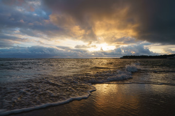 The Atlantic ocean at the golden sunset. Northern Portugal is full of widness and freshness