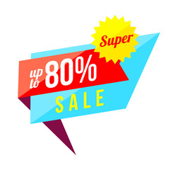 Up to 80 percent sale banner on white background