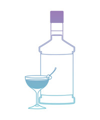 cup cocktail drink with bottle vector illustration design