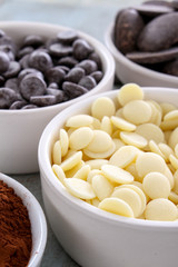 assorted confectioners chocolate in dishes