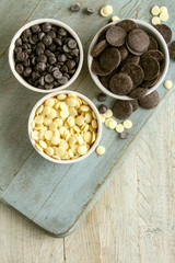 assorted confectioners chocolate in dishes