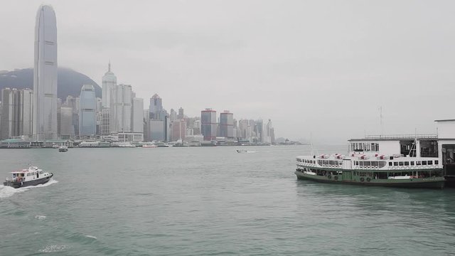 Fog Day at Victoria Harbour in Hong Kong