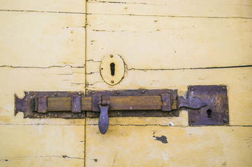 wooden door latch of an ancient dwelling